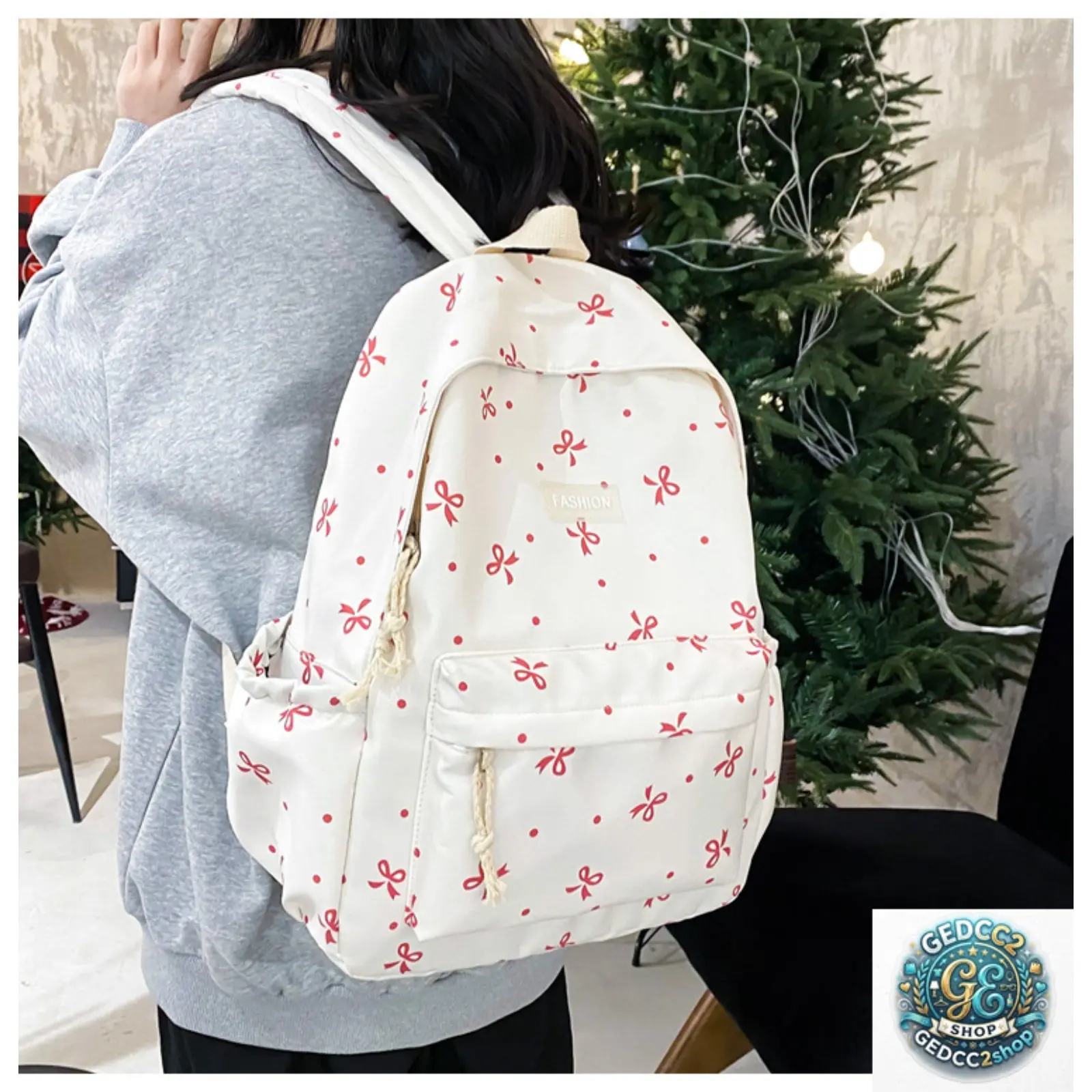 Women’s Large Capacity Backpack, Cute Bow Design School Bag, Casual Lightweight Backpack for Students, Travel & Daily Use