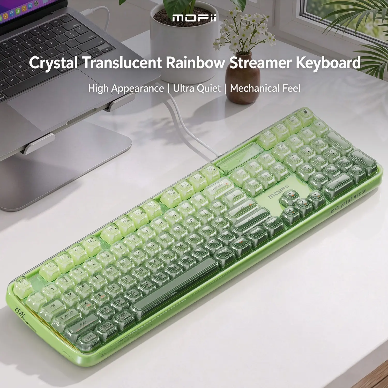 MOFii 708 Transparent Mixed Color Wired Keyboard, Full-Size USB Office Keyboard with Multiple Color Options, Compatible with Desktop & Laptop