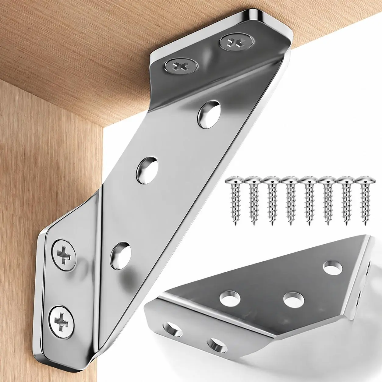 Stainless Steel Corner Brace, 90°Right AngleSupport Bracket for Cabinets & Furniture, Premium Stainless Steel Corner Brackets, Universal Metal Hardware Corner Braces with Screws,Wooden Furniture Corner Connectors Such as Drawers,Cabinets,Tables and Chairs