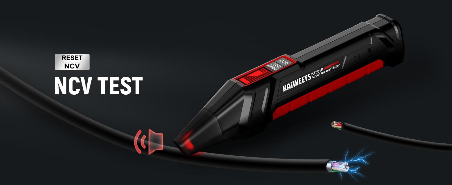 Circuit Breaker Finder with LCD Display, GFCI Outlet Tester, Electrical Circuit Tracer Tool with NCV Test & Flashlight, Includes Carrying Case and Adapters- KT301P