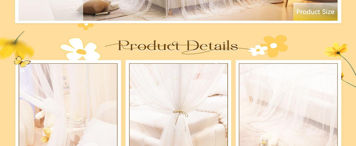 4 Corners Post Net - Cozy Drape Netting 3 Opening Bed for Girls Bed Boys Adults (Twin,White)