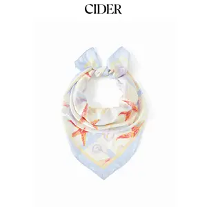Cider STARFISH & SHELL SQUARE FAUX SILK SCARF