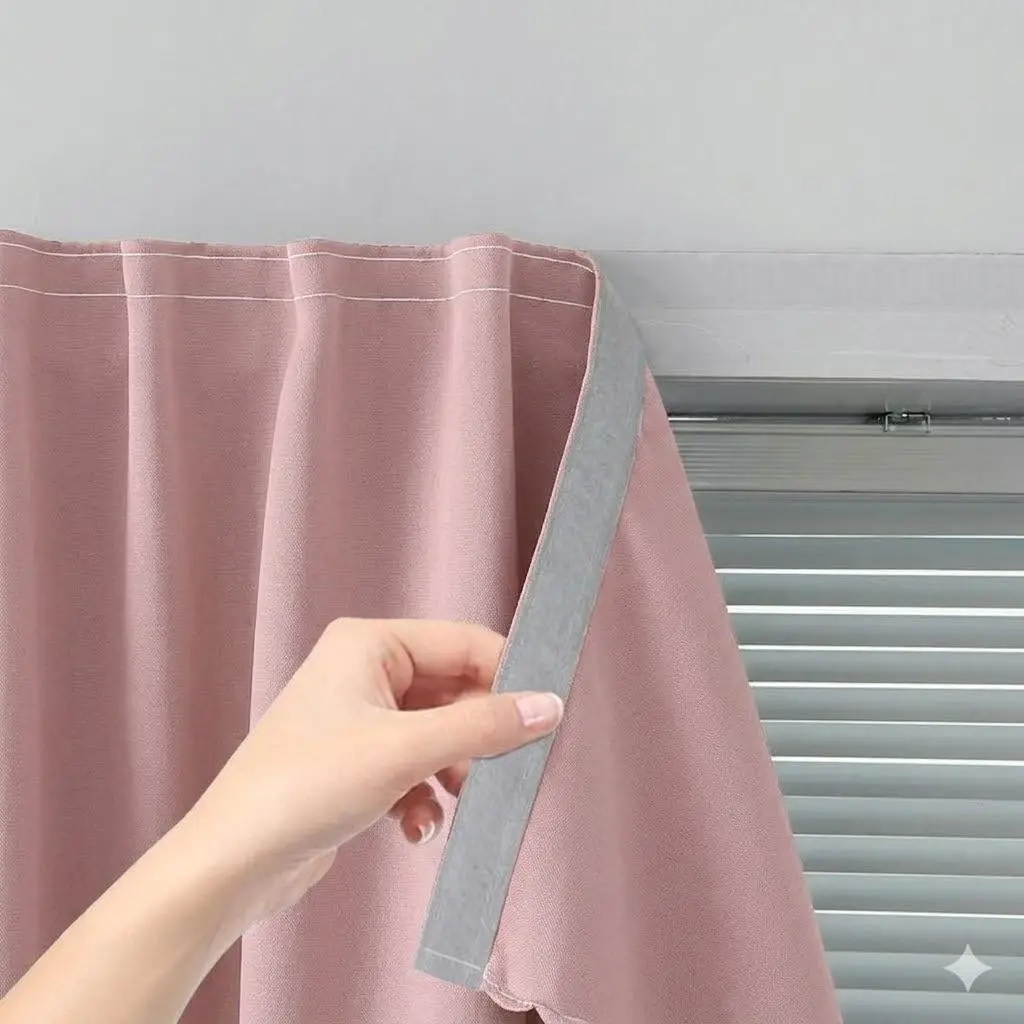 Self-Adhesive Magic Tape Blackout Curtain, Window Curtain, Easy Installation No Drilling, Portable Blackout Curtains for Bedroom/living Room/kitchen/baby Room
