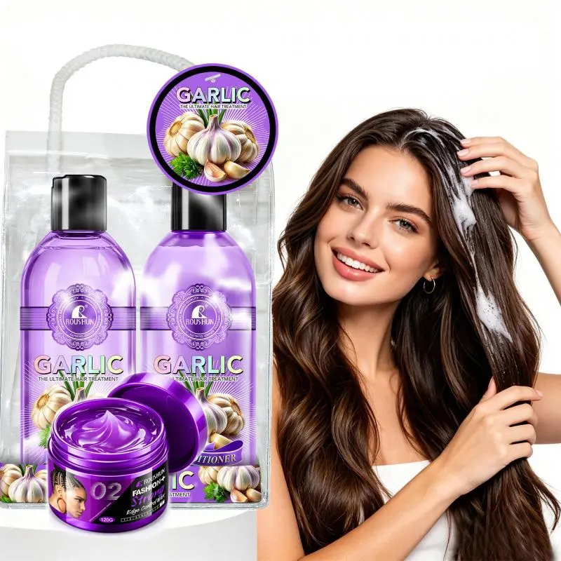Strong Control Hair Wax+Garlic Shampoo hair conditioner Set Clean scalp, nourish hair, care for fluffy and smooth fragrance, long-lasting styling for men and women, broken hair, wave texture shaping, fragrant matte, strong shaping