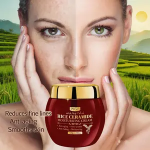 130g Rice Essence Moisturizing & Anti-Wrinkle Cream, enriched with collagen, vitamin E and niacinamide, reduces wrinkles, firms and plumps skin, provides deep nourishment, and restores youthful vitality to the skin. A must-have skincare product for women.