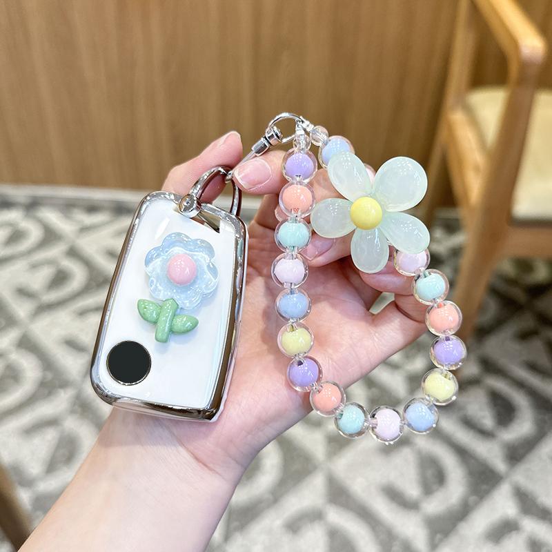 For Volkswagen with Keychain, Premium TPU Key Case Compatible with VW Tiguan Atlas Taos SEL Jetta GLI Passat Arteon Remote Start Protector