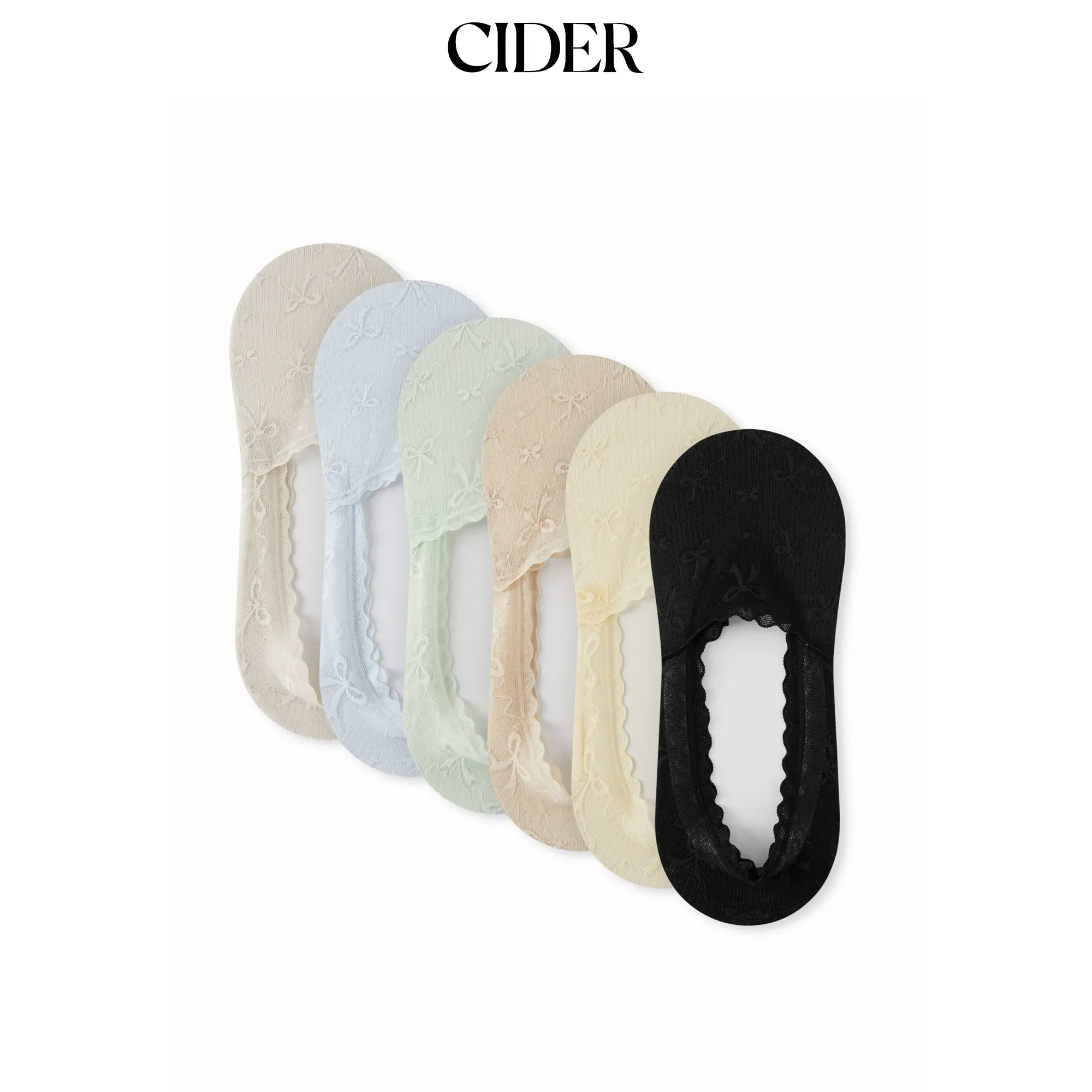 Cider 6 PAIRS BOWKNOT LACE INVISIBLE SOCKS SET