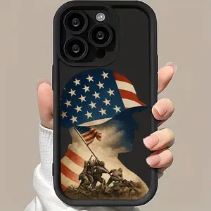 US Flag Soldier Helmet Phone Case， Patriotic Military Veteran Style for iPhone 17 16 15 14 13 12 11 Plus Pro Max， Honor Commemorative Gift.