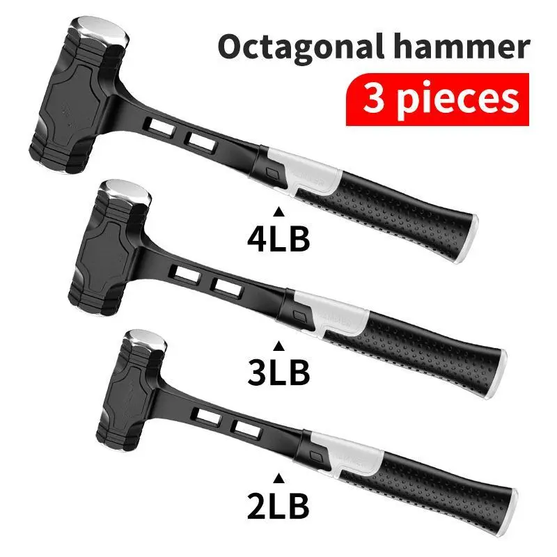 Octagonal Hammer - 1-Piece High Carbon Steel Hand Tool, 2lb/3lb/4lb Weight, Rust-Proof, Non-Slip Handle, Versatile Tool for Outdoor Use, Enhancing Control and Safety, Office and Home Decoration, Decorative Use