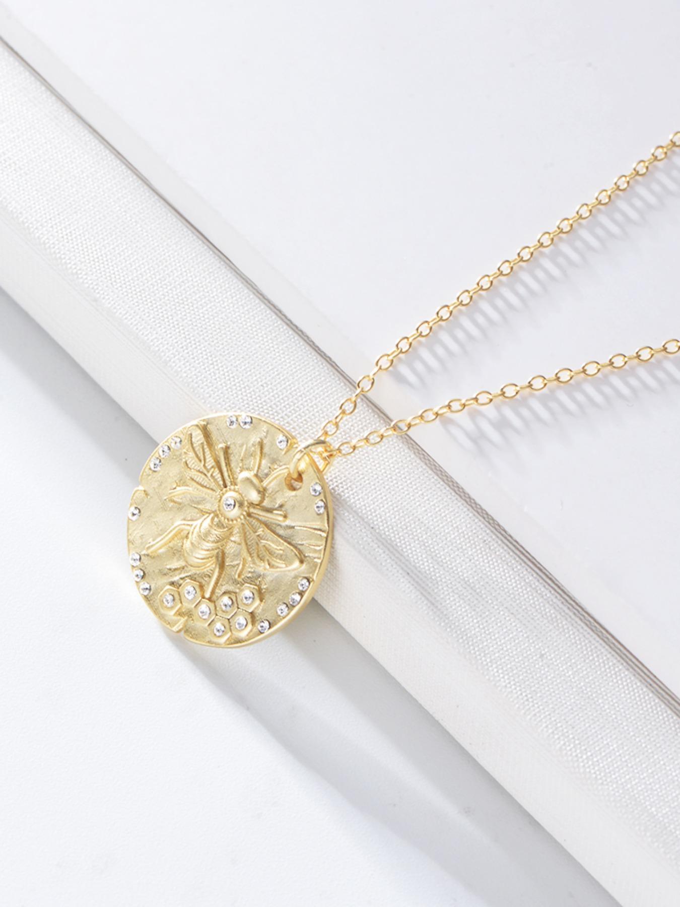 925 Sterling Silver Honey Bee Design Pendant Necklace, Fashion Rhinestone Decor Jewelry for Party, Daily Clothing Decor, Trendy All-match & Exquisite Jewelry for Gift