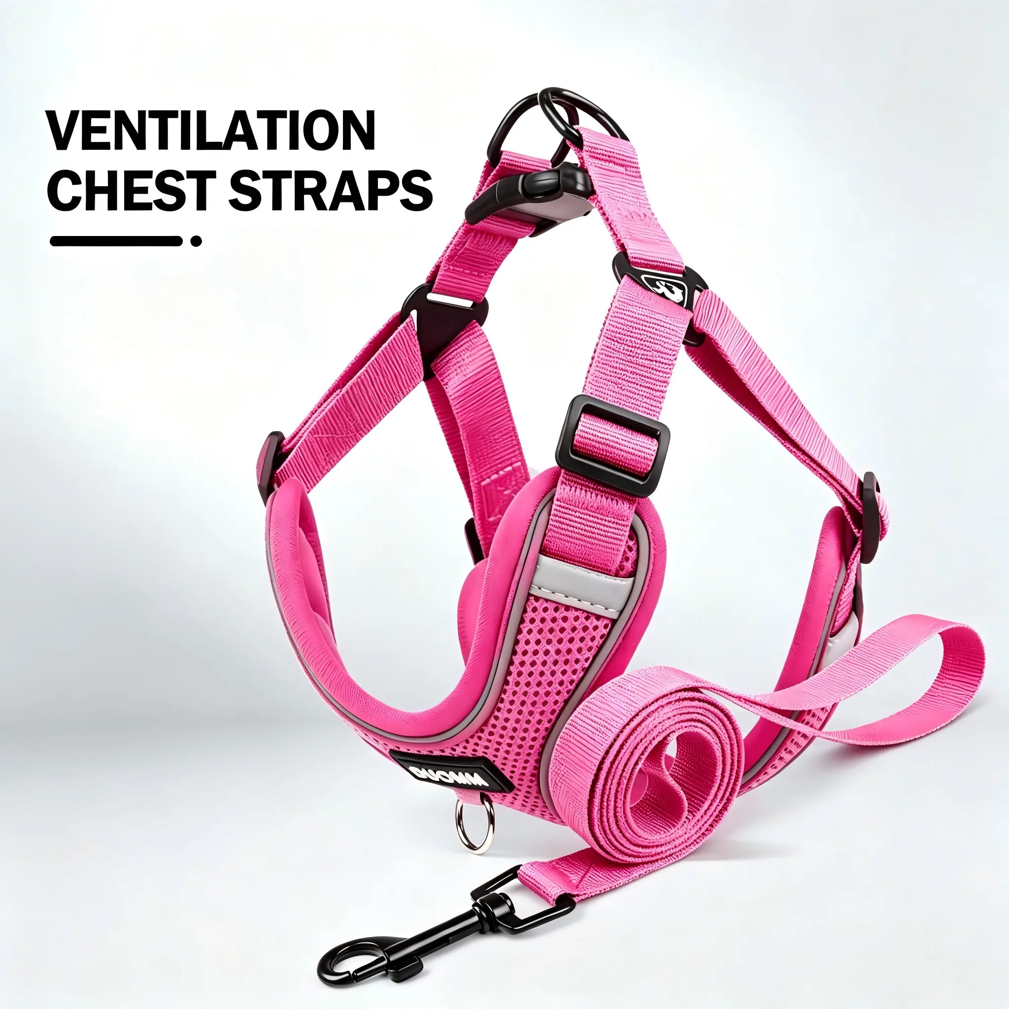 New Integrated Lightweight Pressure-Relief Dog Harness & Leash Set, High Visibility Reflective Walking Lead with Dog Tag Loop for Daily Dog Walking, Harness Leash Combo