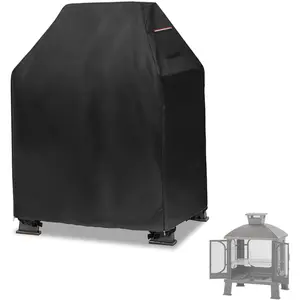 Outdoor Fireplace Cover,Heavy Duty 600D Waterproof Square Chimineas Fireplace Covers,Cover for Panovue Chiminea Fire Pit,32" L x 24" W x 45" H,Black