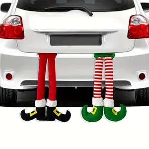 1pc Christmas Elf Leg, Car Trunk Leg Pendant, Christmas Long Plush Decoration, Stuck in the Trunk or Christmas Tree, Car Decoration (Multi-color)