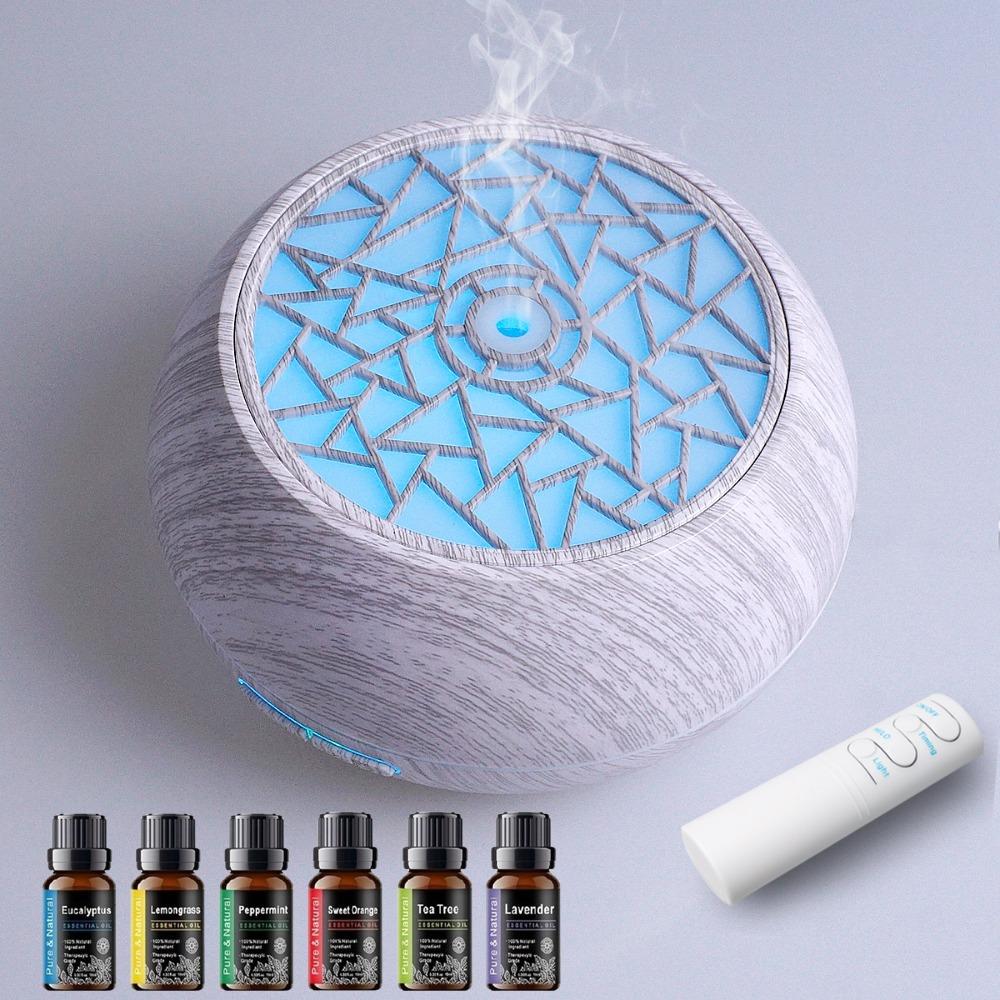 550ml Aroma Diffuser Humidifier & Air Purifier with 6 Essential Oils, Remote Control, Waterless Fragrance Oil Diffuser, Home Humidifier for Anxiety Relief, Flower Humidifier, Therapeutic Essential Oil Aroma Diffuser d is ff user