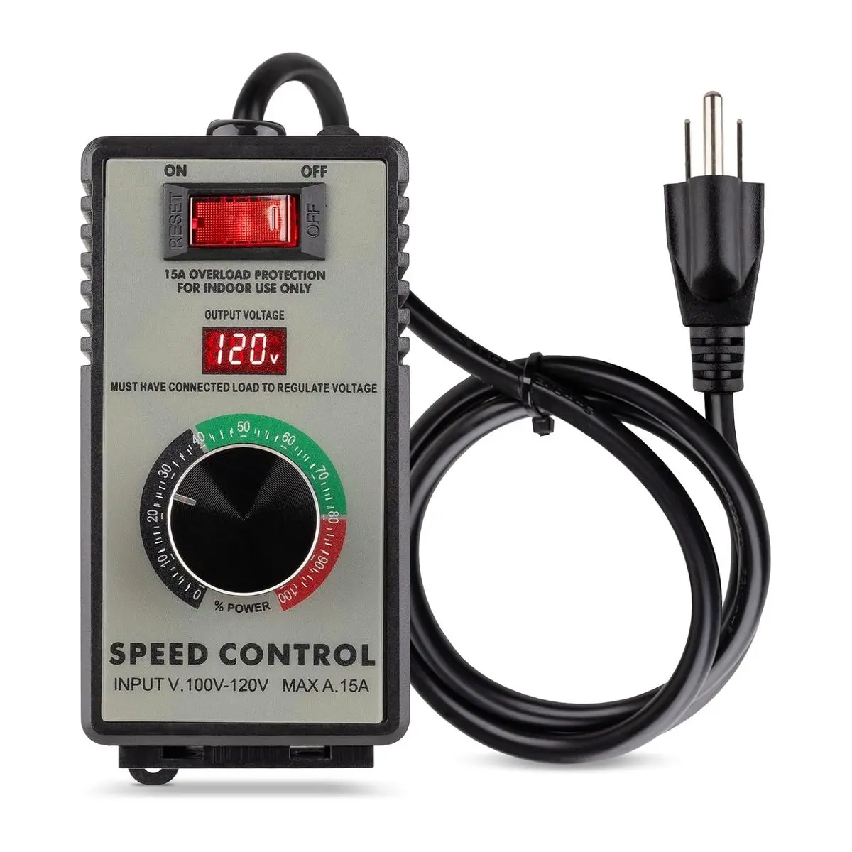 Motor Speed Controller 100V-120V 15A Variable Speed Regulator for Router, Drill, Fan, Polishing Machine, Overload Protection, LED Display