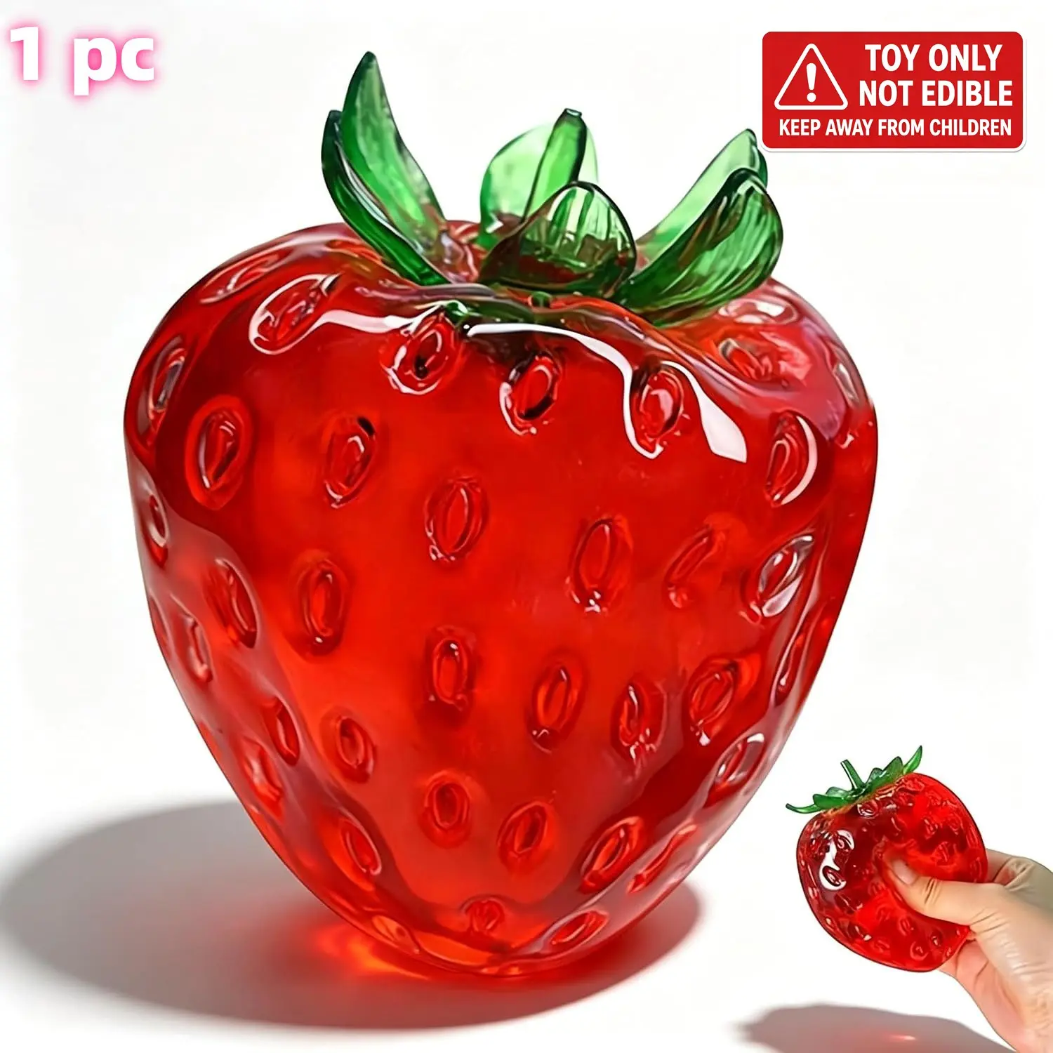 Strawberry Squishy Sensory Fidget, Giant Jumbo Slow Rising Decompression Squeeze Stress Ball, Realistic Fruit Sensory Squishies Squeeze Toy for Adults Kids, Party Favor Gift(No rebound)