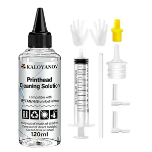 Inkjet Printer Nozzle Cleaning Kit, Daily Maintenance Liquid, Injection Syringe Adapter, Gloves, Home Office Use, Easy Operation