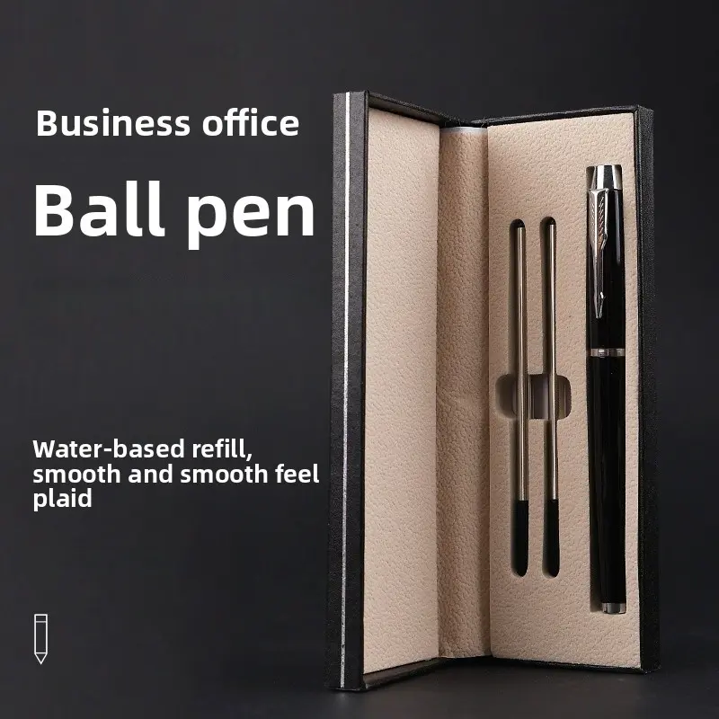 Metal Pen Box Set, Company Advertising Gift, Business Office Ballpoint Pens, Handmade Souvenir Box, Perfect for Corporate Gifts