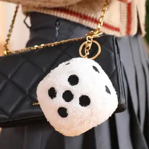 8/25cm Stuffed Mahjong Dice Plush Pillow Soft White Black Back Support Plushie Interactive Indoor Game Instrument Gift