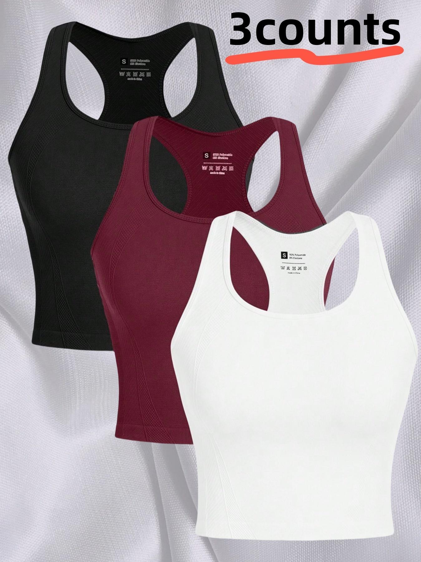 3-piece Women's Outdoor Sports Tank Tops, Sleeveless Sports Wear for Running, Yoga and Fitness
