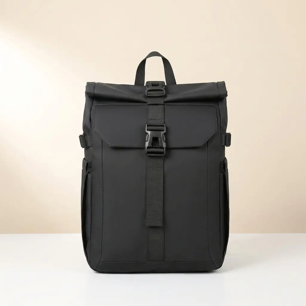 Roll Top Backpack, Chic Plain Multi-function Daypack with 15in Laptop Compartment, Expandable 20L to 35L High-Capacity, Unisex Lightweight for Commute