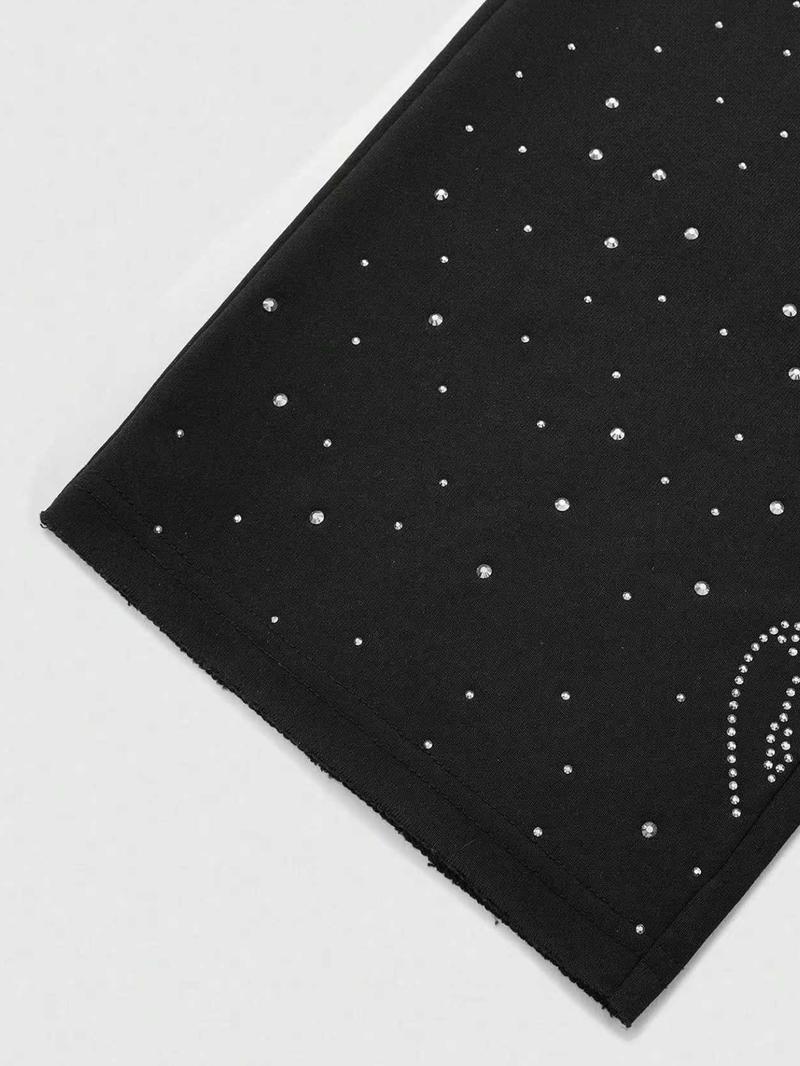 Men's Street Style Straight Leg Sweatpants, Design Sense American Fashion Rhinestone Embroidery, Unisex Casual Pants for Daily Wear, Casual Sporty Trousers Men's Street Style Straight Leg Sweatpants, Design Sense American Fashion Rhinestone Embroidery, Unisex Casual Pants for Daily Wear, Casual Sporty Trousers