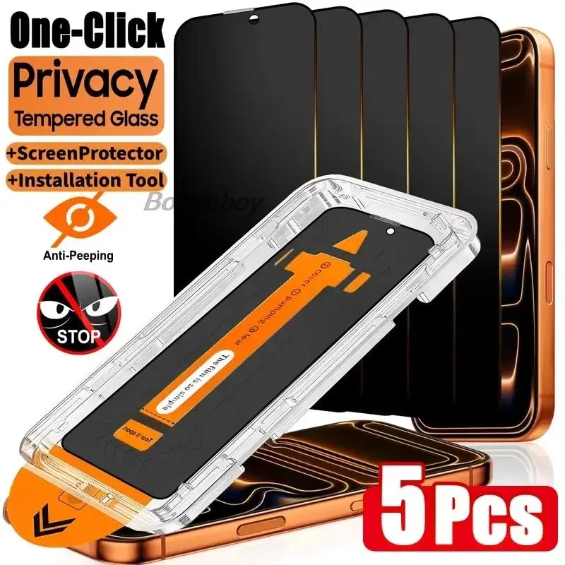 1-5PCS Oleophobic Coating Privacy Tempered Glass Screen Protectors for iPhone 11-18 Pro, 12-17 Pro Max, 14-16e - Smartphone, Handheld Cellphone Devices Protection, Accessories