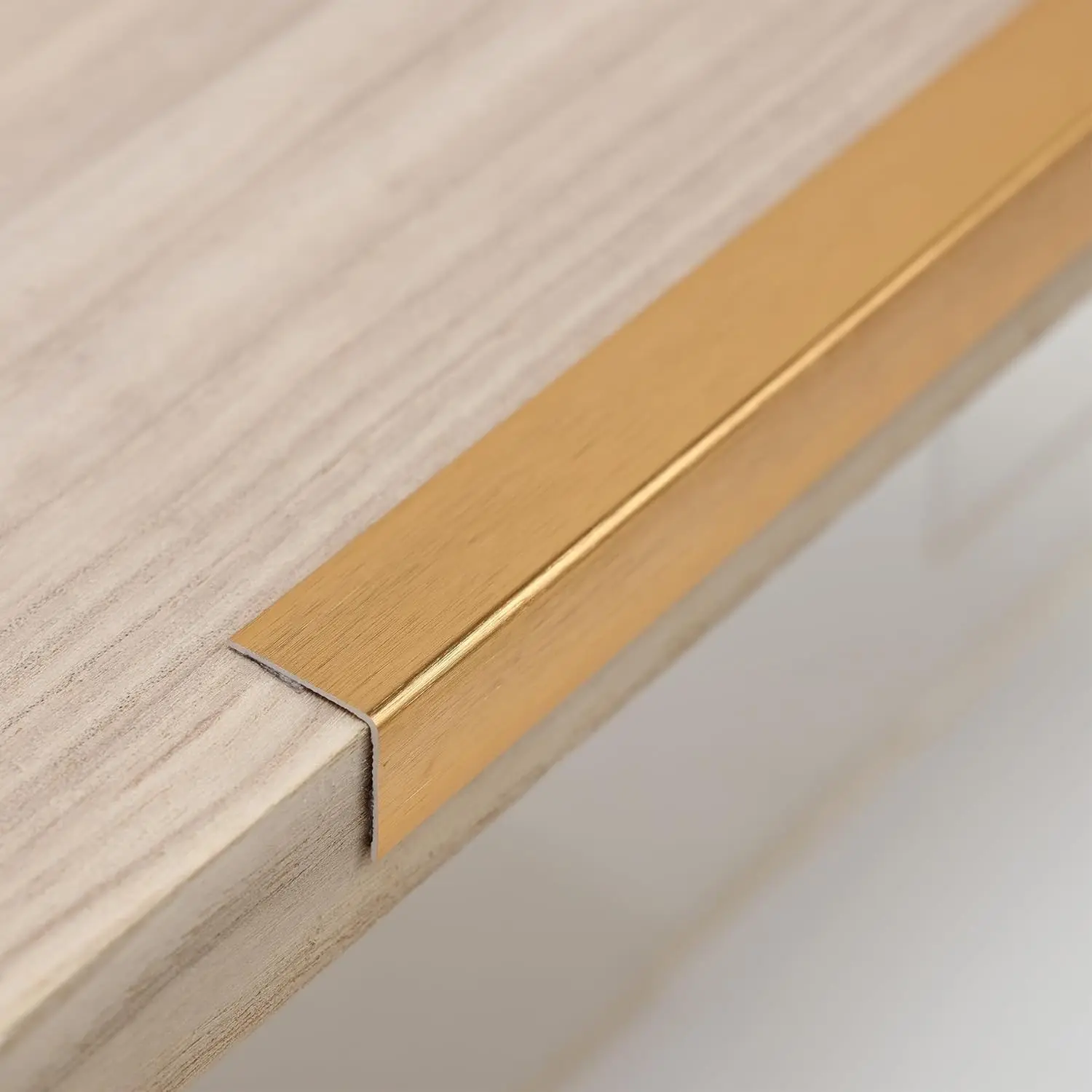 Brushed Gold Aluminum Peel and Stick L Molding Corner Guards with 90° Angle for Wall Door Frame Cabinet Baseboard Protection and Decoration, 35.4in x 0.8in (3Pcs)