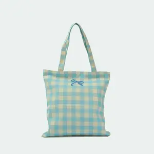 1pc Plaid Canvas Bag, Dual-Sided Backpack, Large Capacity, Fresh Style, Soft Plaid Canvas Bag, Versatile and Stylish