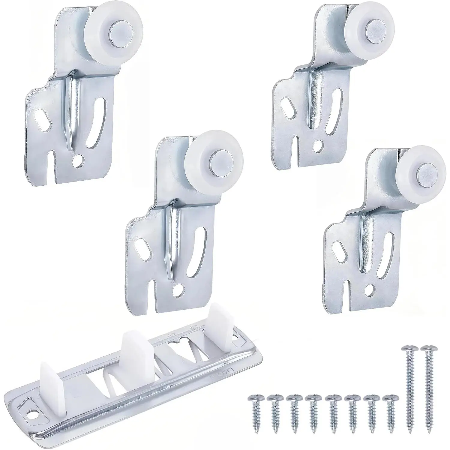 Quiet Glide Sliding Door Roller Set, Top-Hung Sliding Door Hardware Roller & Track Kit, 5- Wardrobe Closet Door Repair  Set