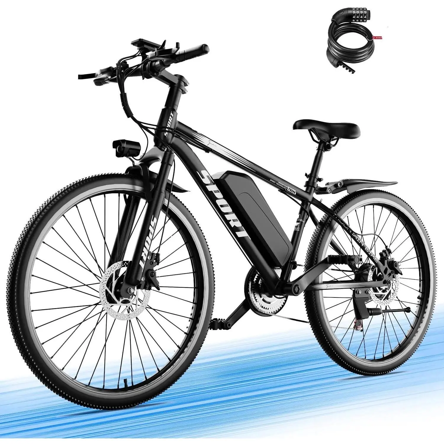 1500W Adult Electric Mountain Bike 26" Tires 25MPH, 576Wh Removable Battery 65 Mile Range, UL2849 Certified Ebike, Front Suspension, 7-Speed Dual Brakes with LED Lights
