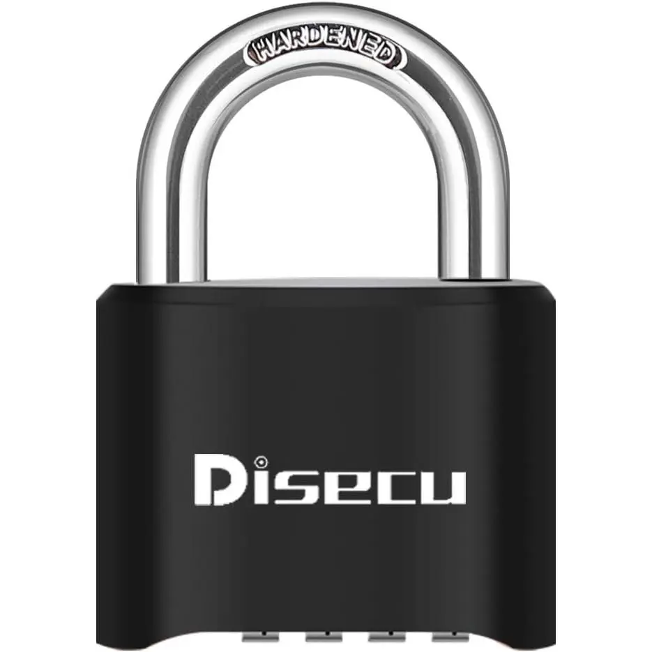 1 Pack Duty 4 Digit Combination Lock, Waterproof Padlock for School Gym Locker, Unit, Fence, Gate, Toolbox (Black)