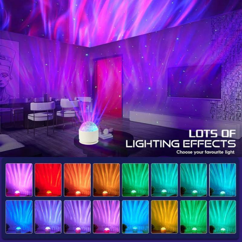 Aurora Projection Lamp, USB Rechargeable 16 Color LED Projector with Remote Control, Adjustable RGB Lighting, Room Decor for Halloween Christmas Fall Winter, LED Party Light