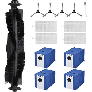 14-Piece Ultravision Replacement Parts Kit for Ultravision/Ultravision Pet Robot Vacuum - Includes 1 Main Brush, 4 Side Brushes, 4 HEPA Filters, 4 Dust Bags & 1 Cleaning ToolGift