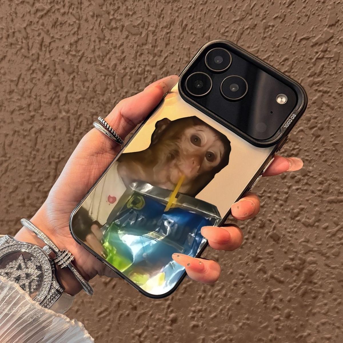 Drin king monkey Pattern Case for iPhone 17 Pro Max 17 Air 16/15/14/13/12/11 Pro Max XR XS E Plus Retro High-end Shockproof Drop Screen Protection Cute Durable PC Smartphone Cover