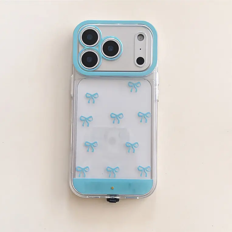 Atmospheric Glowing Bow Mobile Phone Case for iPhone 17/16/15/14/13 Pro Max - Built-in Call Flash, High-Transparency Non-Yellowing Silicone, 4-Corner Drop Protection, Unique Sweet Design