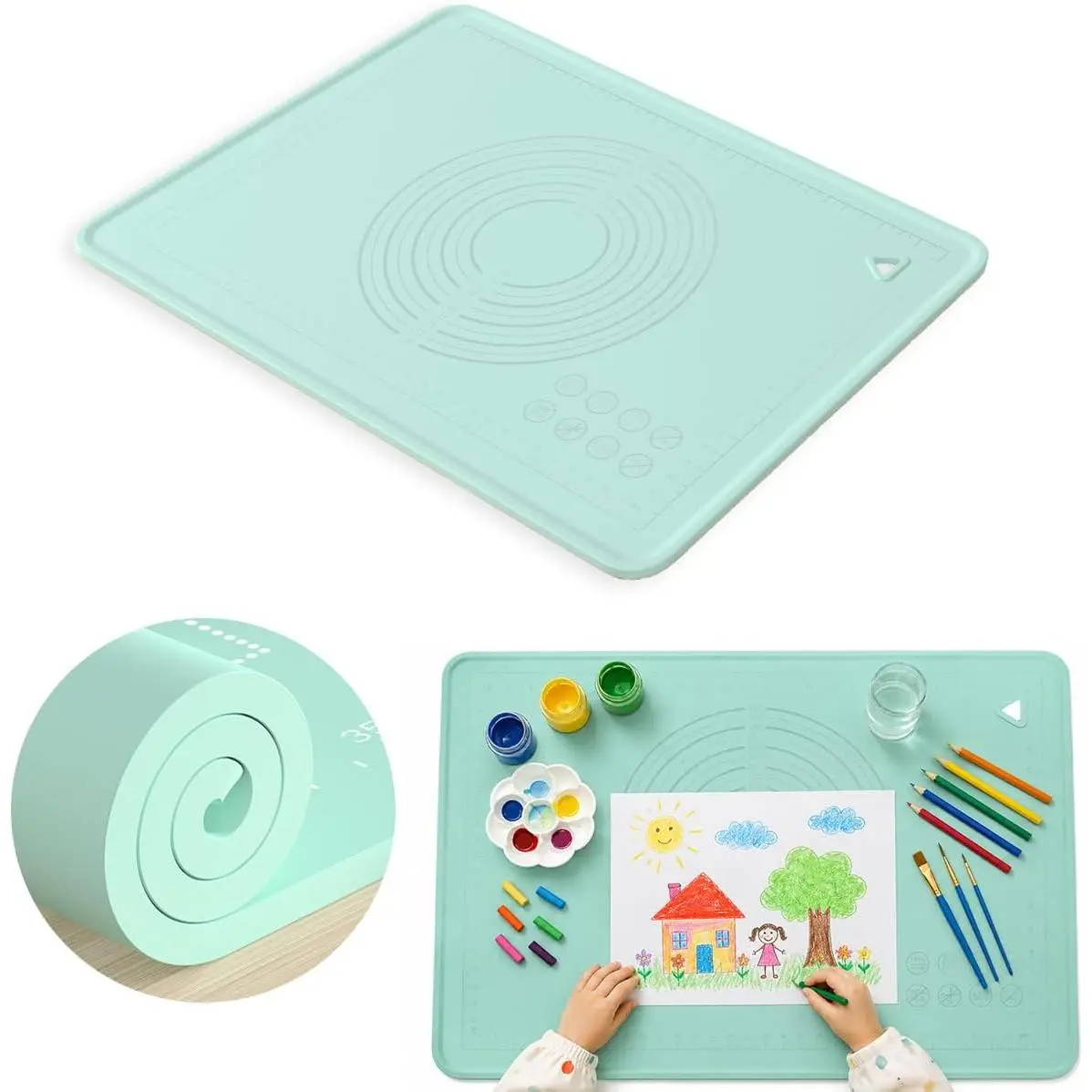 Mat Large Craft Mat with Raised Edges,  Art Mat | Art Mat for , Clay, Painting,  Making, Baking, and Desk Protection, Easy Clean & Rollable Storage, Non-Slip