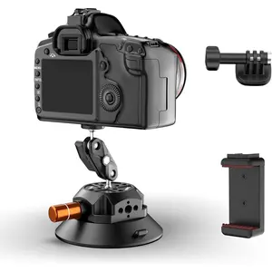 4.5'' Suction Cup Camera Mount with Ball  Magic Arm, Metal Camera Suction Mount for Action Cameras , Quick Release  Mount with 1/4" & 3/8" Mounting Holes for  Windshield Window