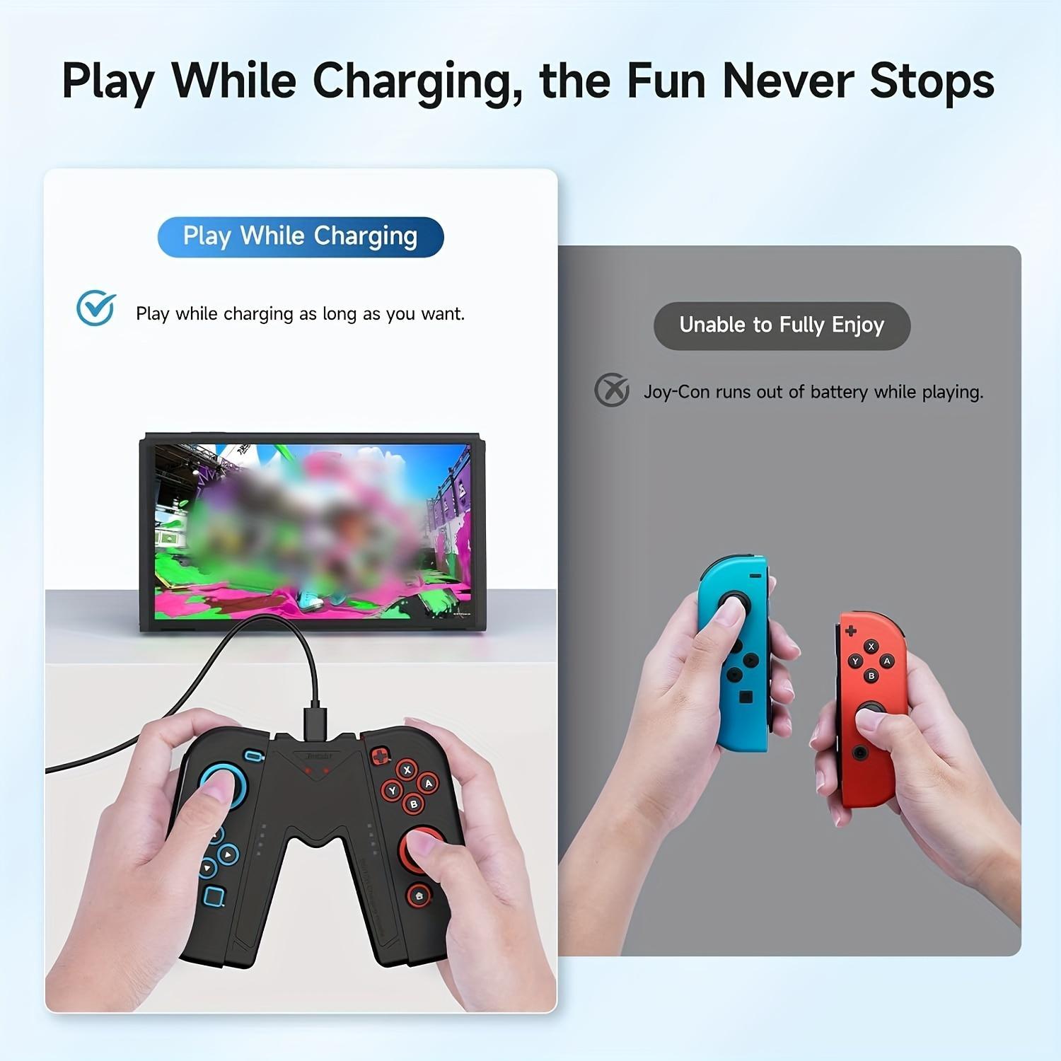 Portable Game Controller Charging Grip, 2 Counts V-shaped Joystick Design Game Controller Charging Handle, Console Accessories for Nintendo Switch Standard & OLED Edition