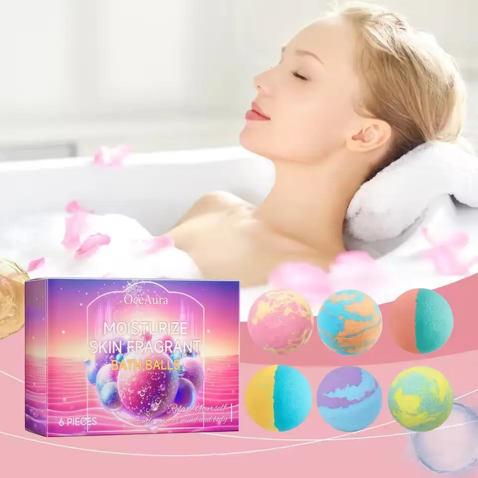 6 Pack Bubble Bath Bombs, Scented, Hydrating Nourishing Plant Flower Scent, Long-Lasting Fragrance, Deep Cleansing Skin Care, Daily Use