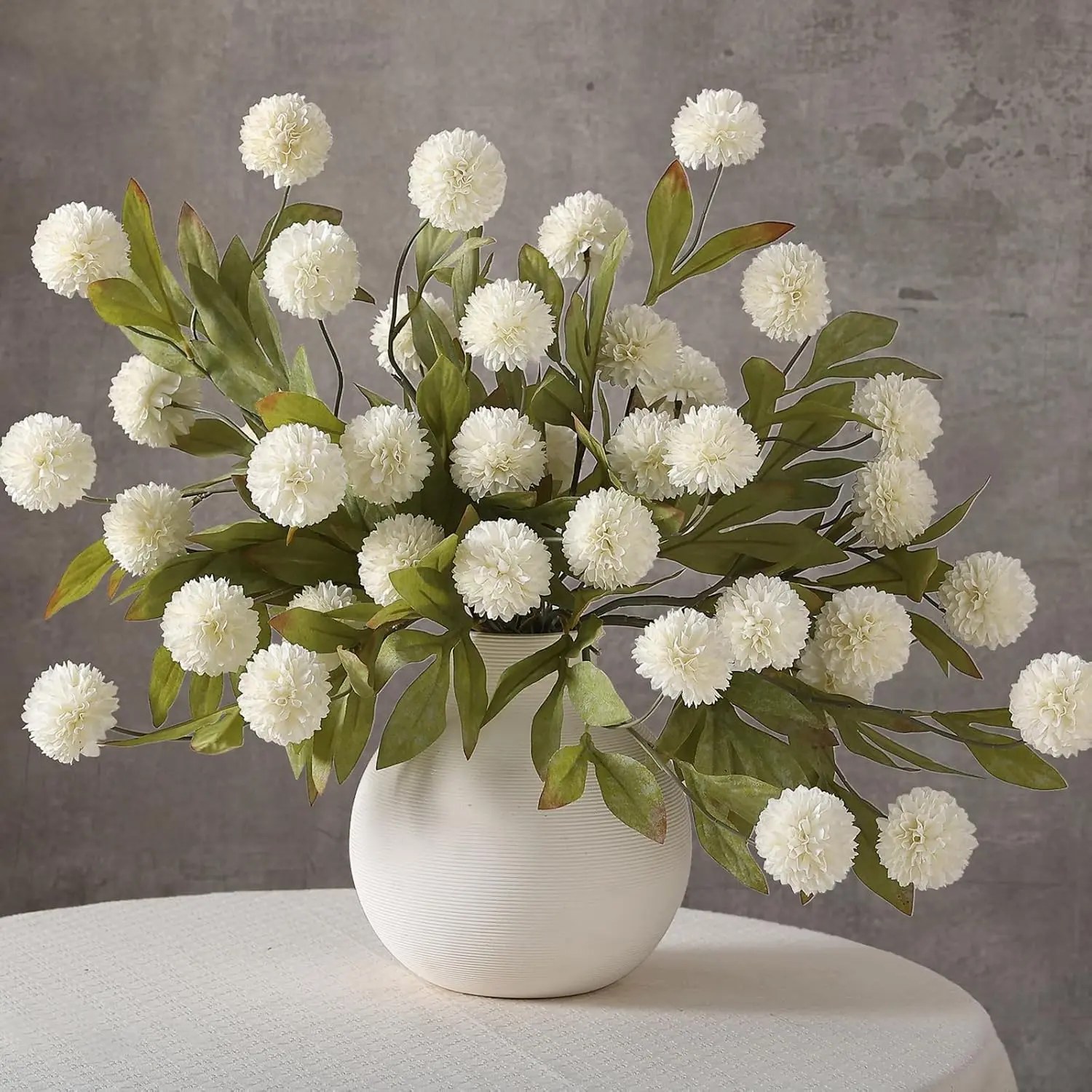 6/12 PCS 27" Artificial Pompon Mum Stems Silk Flowers for Vase(Cream) | Fake Flower Branches, Faux Chrysanthemum Picks, DIY Bouquet, for Table Centerpieces/Floral/Farmhouse/Home Decor