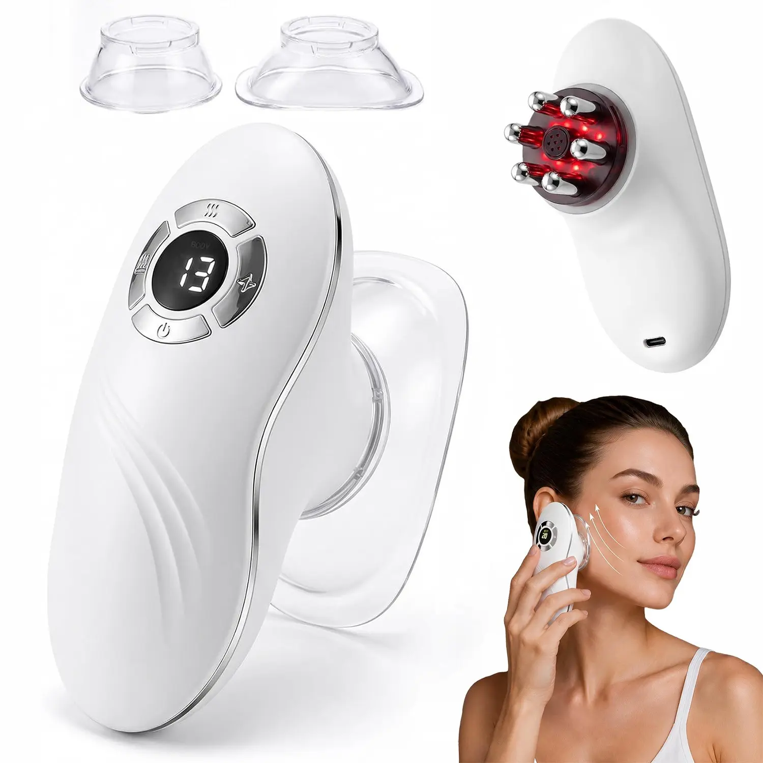 Portable 5-in-1 Full Body & Face Soothing Massager, Soft Sliding Contact Home Relax Tool, Compact Daily Self Care Device for Arms Legs Waist Skin Soothing