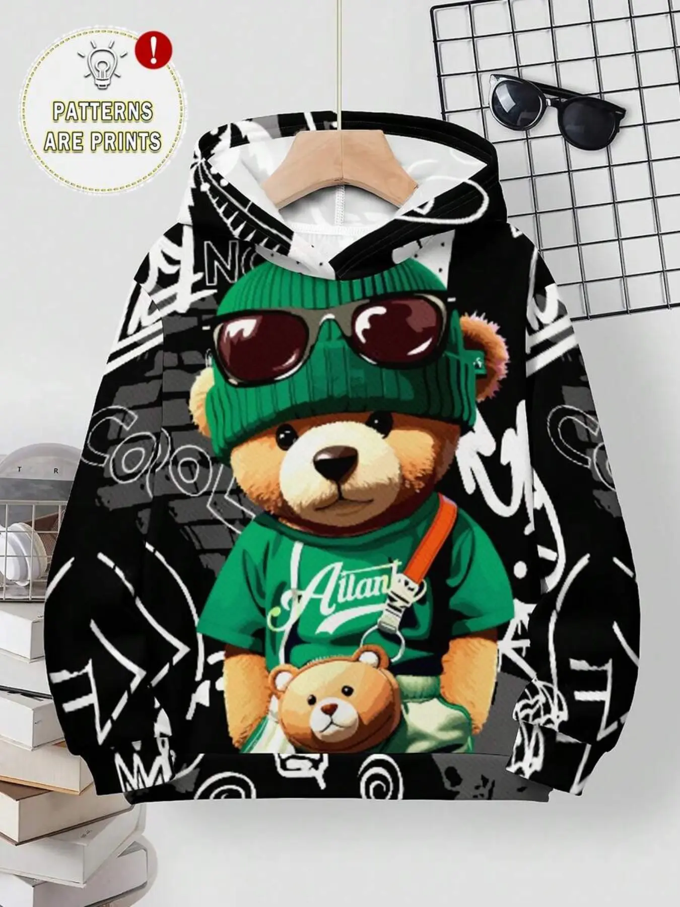 Teen Boy Casual Hip-Hop Sweatshirt, Cartoon Print Long Sleeve Hoodie, Loose-Fit Fall & Winter Fashion, Kids Streetwear Top