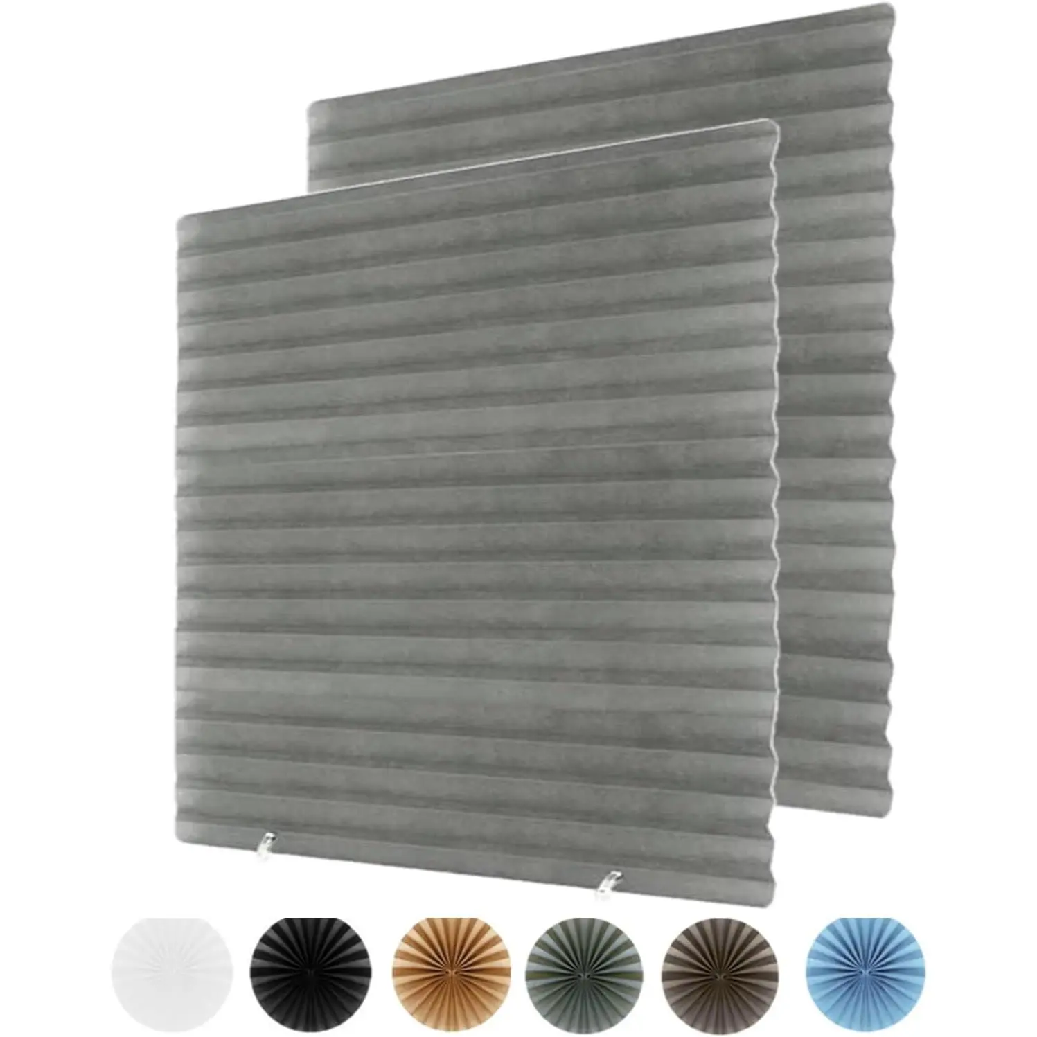 2Pcs Cordless Temporary Window Blinds, Self Adhesive Pleated Blackout Blinds, No Drill Non-Woven Fabric Window Shades Easy to Cut and Install for Home Office Windows Doors