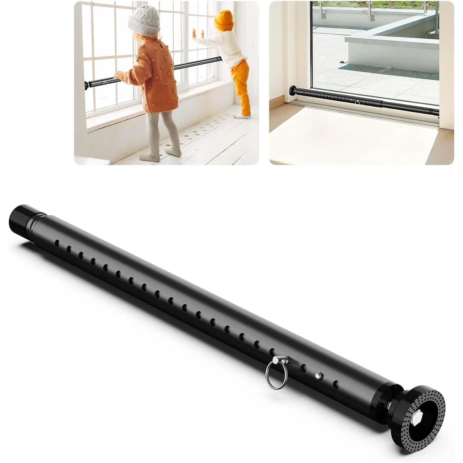Abiglifty Sliding Door Security Bar, 17-50 Inch Adjustable Heavy Duty Security Bar with Rubber Tips for Sliding Patio Doors, Windows, Home, Apartment & Travel (Black)