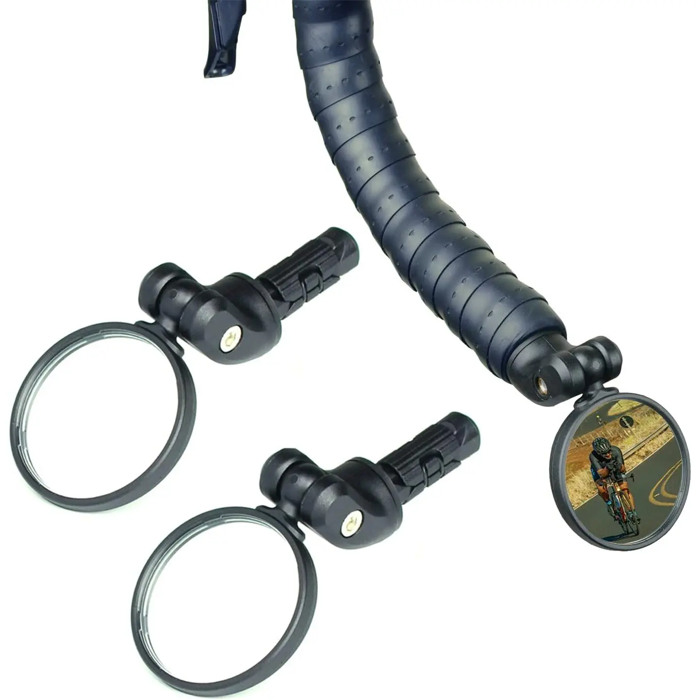 Mirrors, Bar End Mirror,  Glass Convex Lens  Rearview Mirror, Safe Cycling Rearview Mirror, Easy to Install