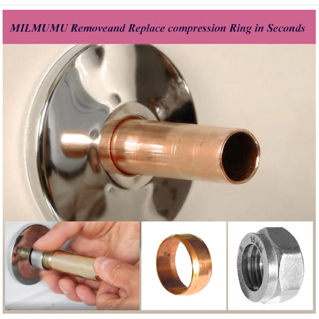 Compression Sleeve Puller Remove Tool Nut & Ferrule of Pipe 03943 - Sleeve Remover for 1/2-Inch Compression Fittings Only - Plumbing Tools Compression Ring  Corroded & Frozen Supply Stops