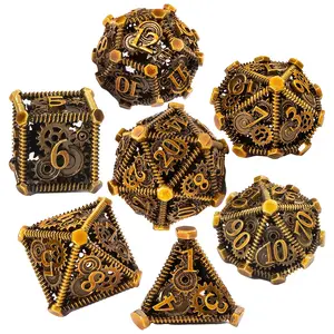 Punk-style metal dice featuring an openwork mechanical gear design; ideal for RPGs and D&D tabletop games, and a perfect choice for Christmas, Thanksgiving, or birthday gifts.