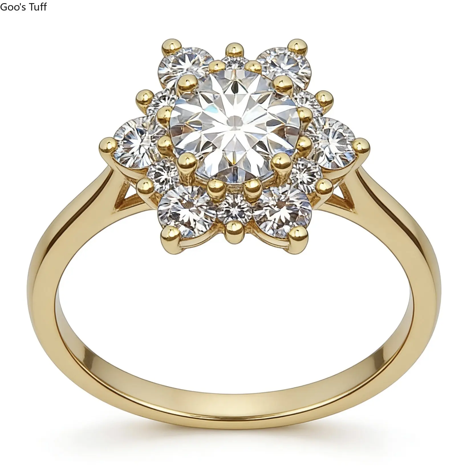 Women's Gold-Plated Snowflake Zircon-Inlaid Statement Ring, Creative Sparkling Costume Jewelry for Engagement, Daily Wear
