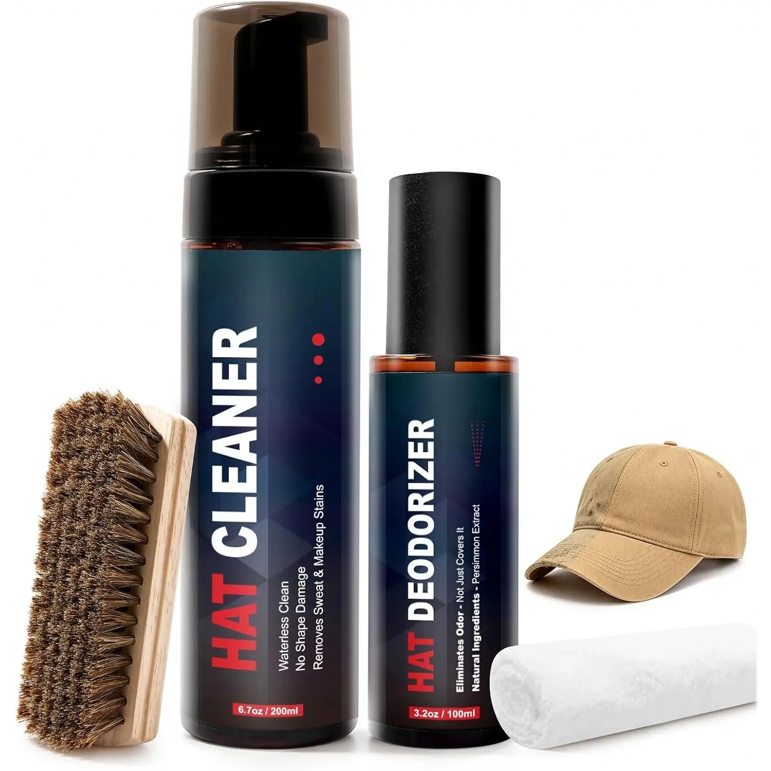 Hat Cleaning Kit - Gentle Hat Cleaner for Baseball Caps & Deodorizer  | Remove /Makeup Stains & Odors Hat cleaner Kit with Brush & Towel for Felt/Snapbacks/Cowboy Hats & , Quick-Dry